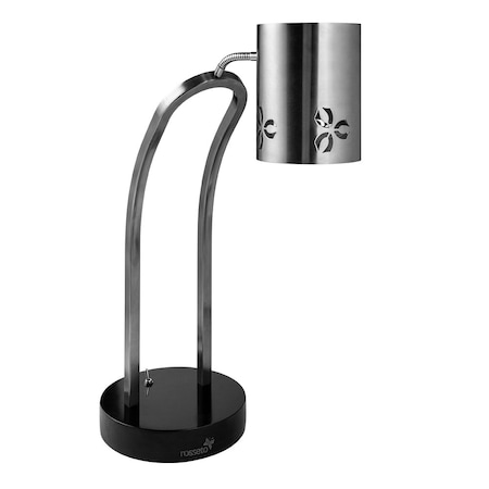 Rosseto Serving Solutions Iris Single Stainless Steel Heat Lamp with Black Metal Base HL017